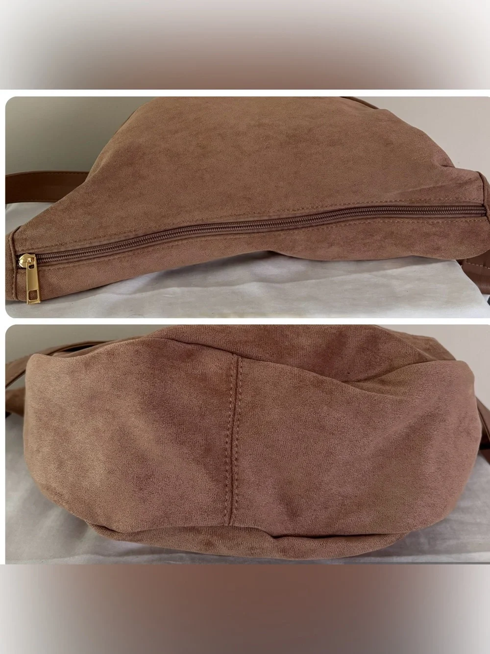Princess Polly taupe faux suede crescent bag